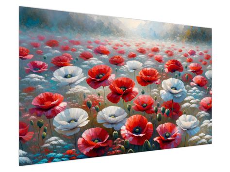 Pole plné vlčích makov za úsvitu, ilustrujúce legendu