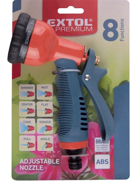 Detailný pohľad na materiálové zloženie postrekovača Extol Premium 8876452, ukazujúci kombináciu kovu a ABS plastu.