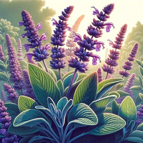 Ilustrácia rôznych farebných kultivarov šalvie ohnivej