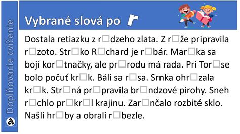 Ilustratívny obrázok s písmenom R a rôznymi slovami začínajúcimi na toto písmeno