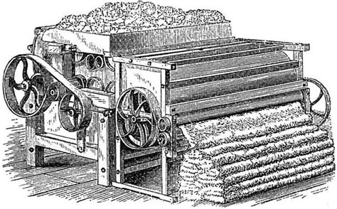 Historická ilustrácia stroja Cotton Gin