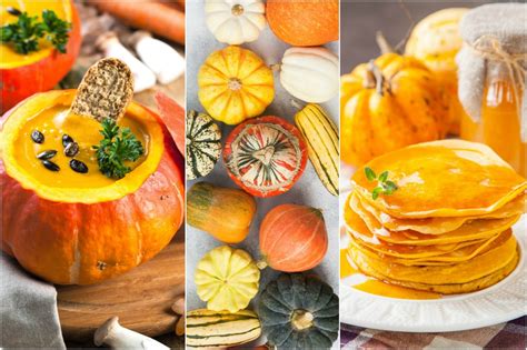 Koláž rôznych druhov tekvíc: Hokkaido, špagetová, cuketa.