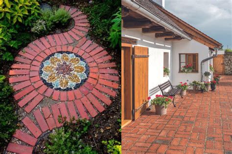 Ukážka bylinkového chodníka z tehál