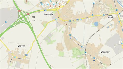Mapa okolia Senec s vyznačenými záhradnými centrami