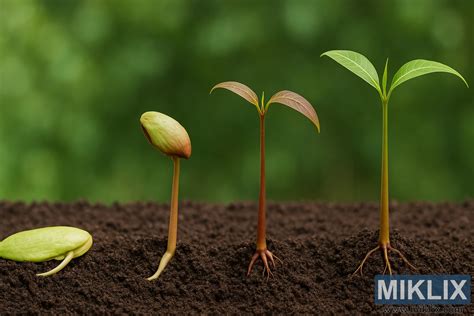 Ilustrácia znázorňujúca proces klíčenia semien zeleru.