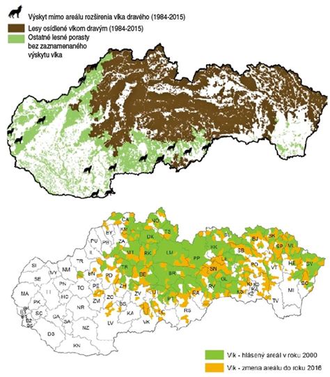 mapa rozšírenia vlka dravého (aktuálne a pôvodné)