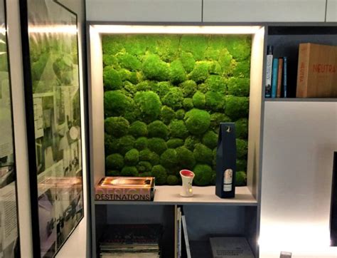 Príklad interiéru s dekoratívnou machovou stenou