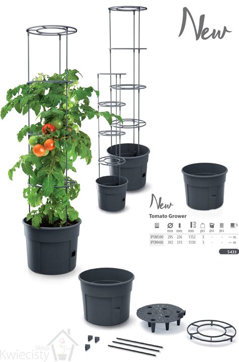 Ilustračná schéma kvetináča TOMATO GROWER s vyznačenými komponentmi podpory rastlín