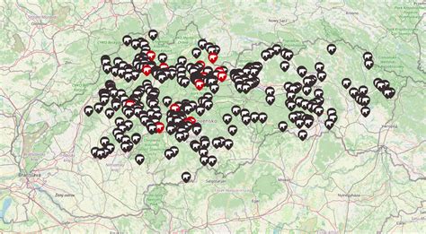 Mapa prirodzeného rozšírenia jedle bielej v Európe