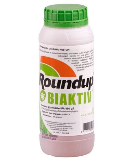 etiketa herbicídu Roundup Biaktiv s piktogramami nebezpečenstva