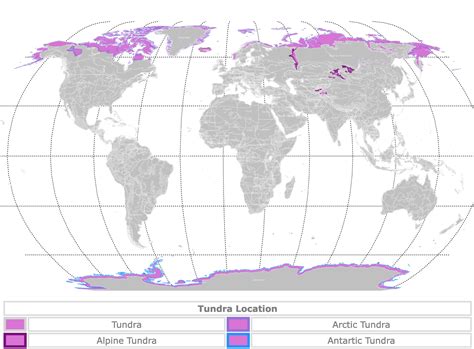 Zemepisná mapa tundry a permafrostu