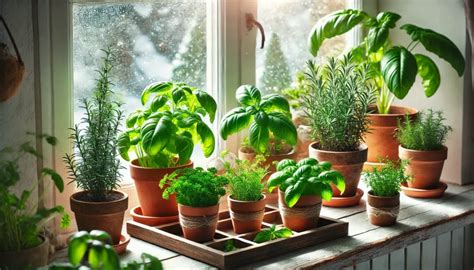 kvetináče s bylinkami na slnečnom okennom parapete