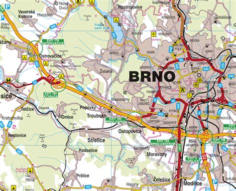 Mapa Brna s vyznačenými oblasťami Medlánky a Hajany