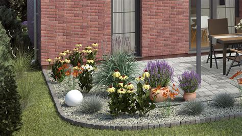 Záhrada s okrasným štrkom a rastlinami