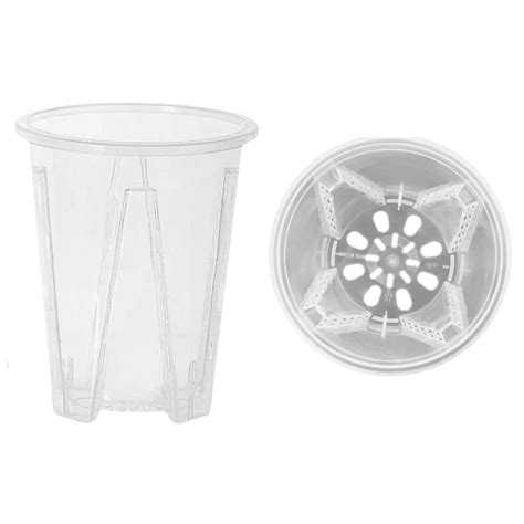 Nákres: Priesvitný kvetináč pre orchidey s drenážnymi otvormi