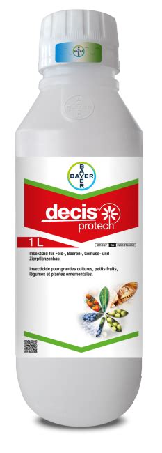 Infografika s prehľadom plodín, škodcov a odporúčaných dávok prípravku DECIS PROTECH