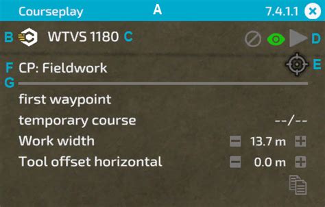 schéma rozhrania Courseplay HUD s označením funkcií nahrávania a správy kurzov