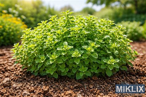 Thematic photo of oregano growing in a garden under the sun