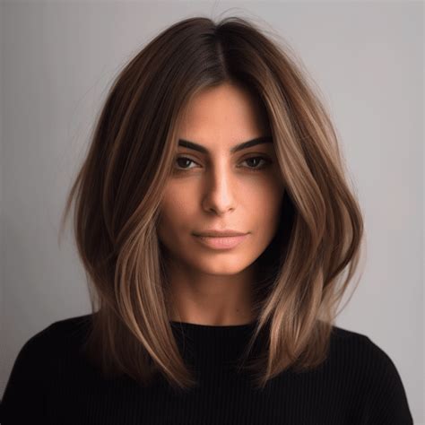 Ilustrácia vlasov s farebnou technikou balayage na Lob účese