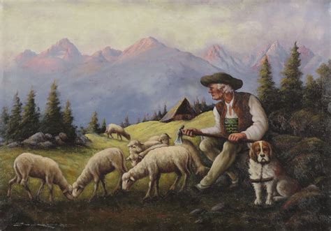 ilustrácia slovenského salaša s ovcami a bačom