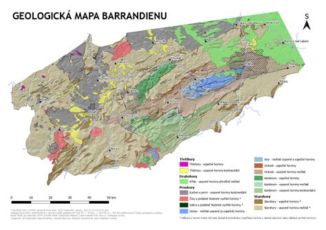Schéma geologického profilu ložiska vápenca v oblasti Polomec