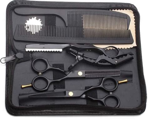 Súprava kaderníckych nástrojov: nožnice, stenčovacie nožnice, hrebene, strihací strojček, fén, sprej