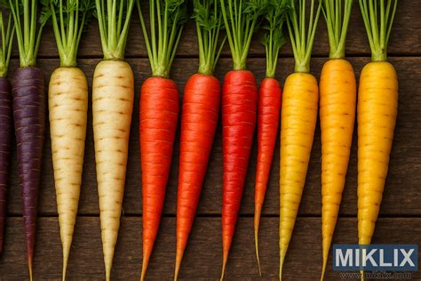 široká škála farebných odrôd mrkvy