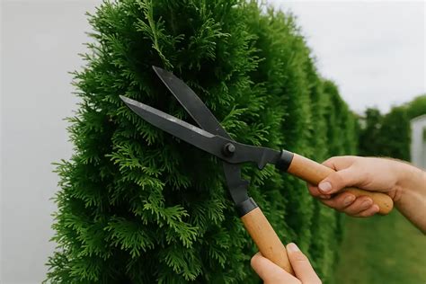 Detailný pohľad na strihanie ihličnatého živého plota v lete