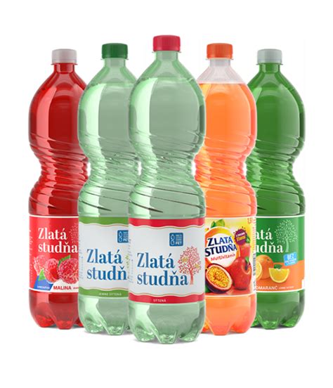 Produktové foto: rôzne príchute limonád Zlatá Studňa