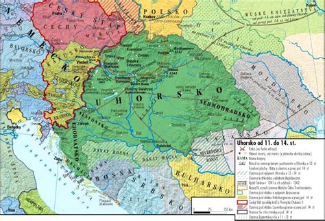 Historická mapa Uhorska s vyznačenými poľnohospodárskymi oblasťami