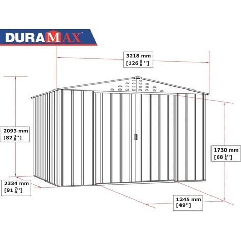 Schéma rozmerov a pôdorysu záhradného domčeka Duramax Colossus