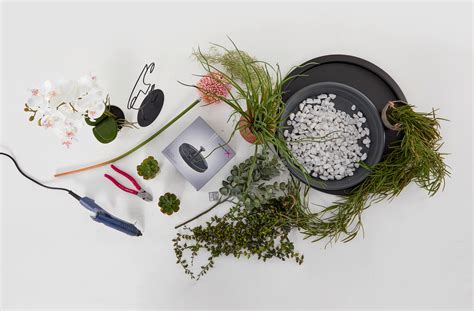 Ilustrácia záhradného stolíka s kvetmi a náradím