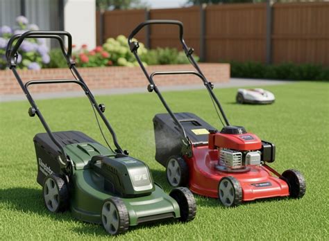 Rozdielne typy kosačiek: benzínová, elektrická, akumulátorová, robotická