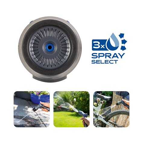 detailná fotografia teleskopickej trysky a nastaviteľného postrekovača v akcii