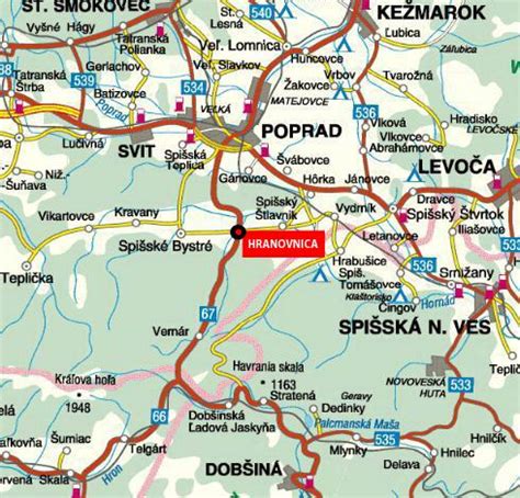mapa okolia Vily Borievka *** s vyznačenými atrakciami