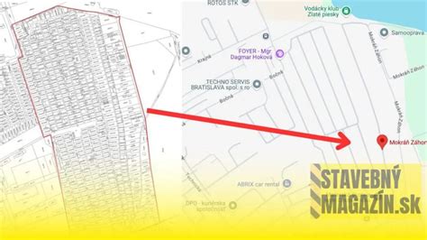 Mapa záhradkárskej osady Mokráň Záhon s vyznačenými možnými variantmi zastavanosti pozemkov