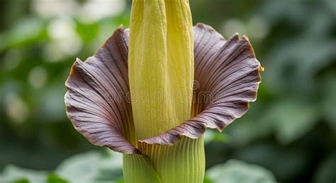 Vizualizácia súkvetia Titan Arum s detailom na spadix a spathe.