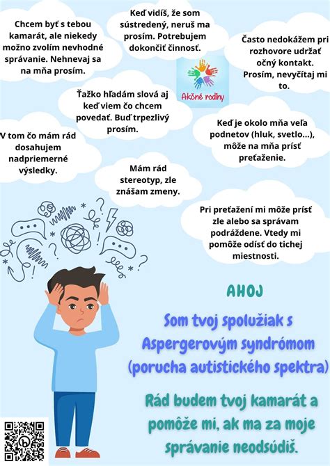 Infografika zobrazujúca Aspergerov syndróm a jeho vplyv na komunikáciu