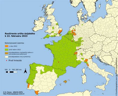 Mapa rozšírenia vijačky krušpánovej v Európe
