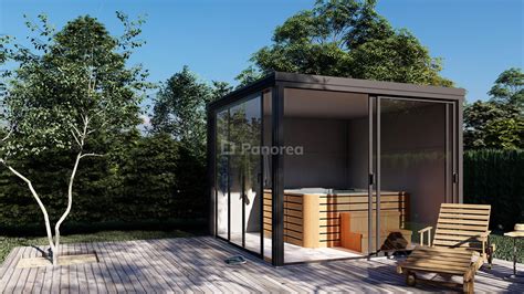 Render BLOCK WELLNESS ako moderný záhradný modul pre vírivku